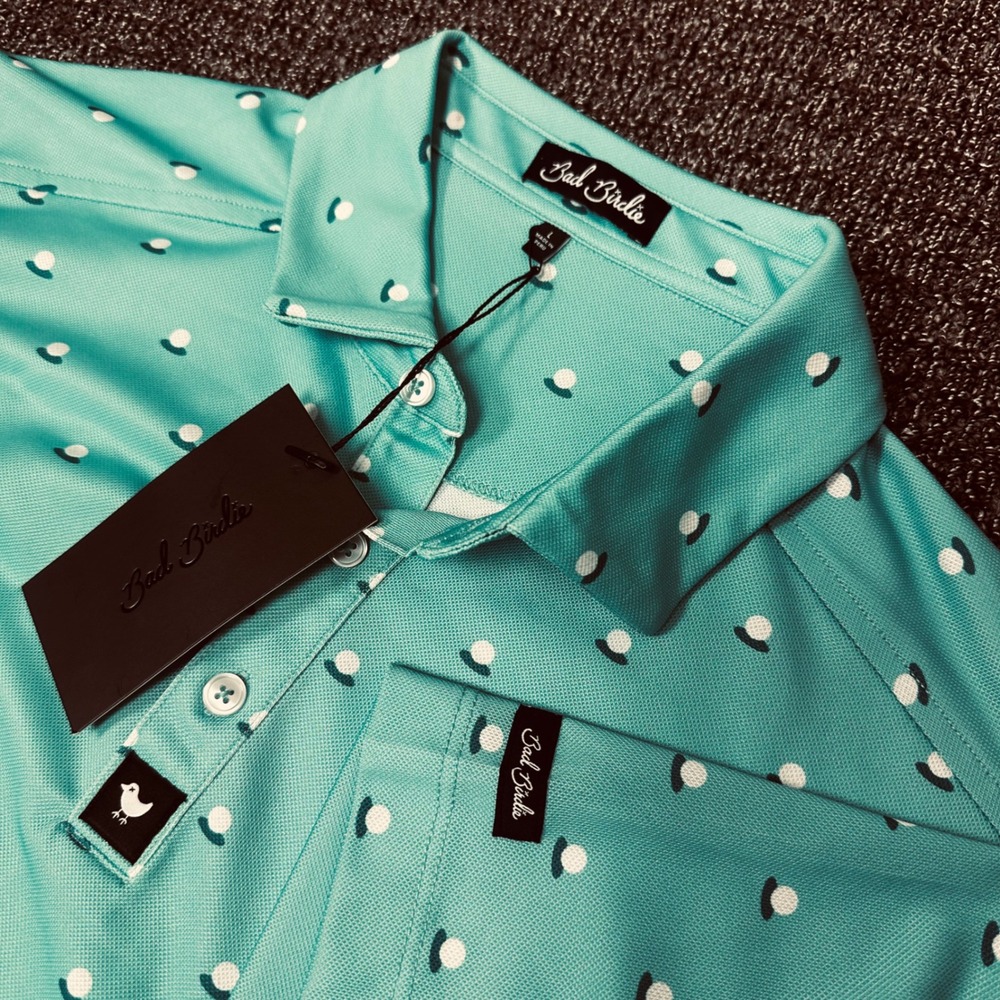 Bad‎ Birdie Polo Mens Large Aim Point Dusty Jade Pique Golf Summer NWT $78